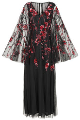 Zola Black Embellished Cape Maxi Dress